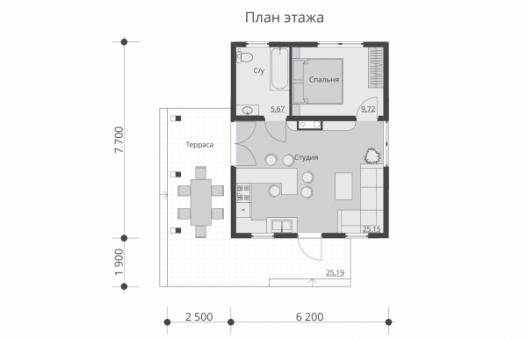 Проект одноэтажного дома с террасой